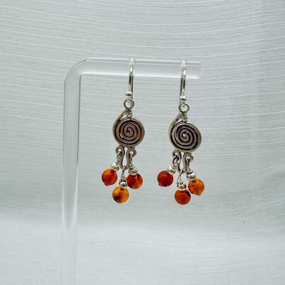 925 Amber Beaded Earrings